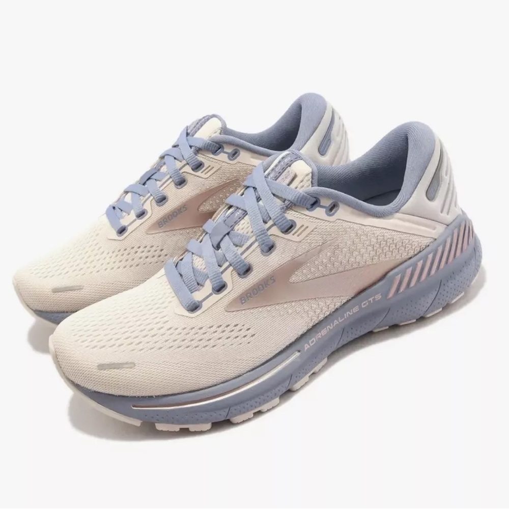 Brooks Adrenaline GTS 22 Beige Blue Women Running Sport Shoes